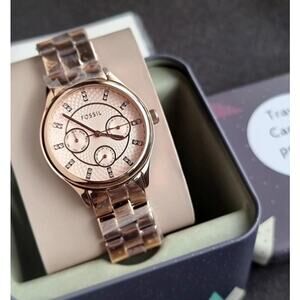 Fossil BQ1561 Women's Stainless Steel Analog Rose Gold Dial Genuine Watch